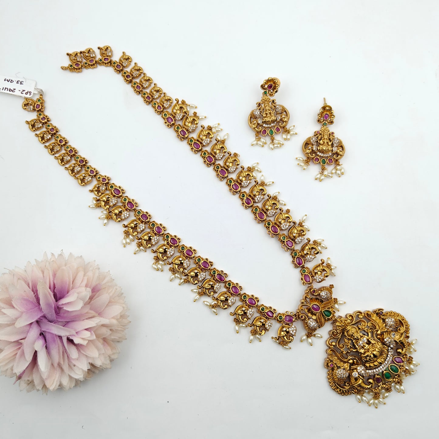 29416 Matte Laxmi Peacock Long Necklace