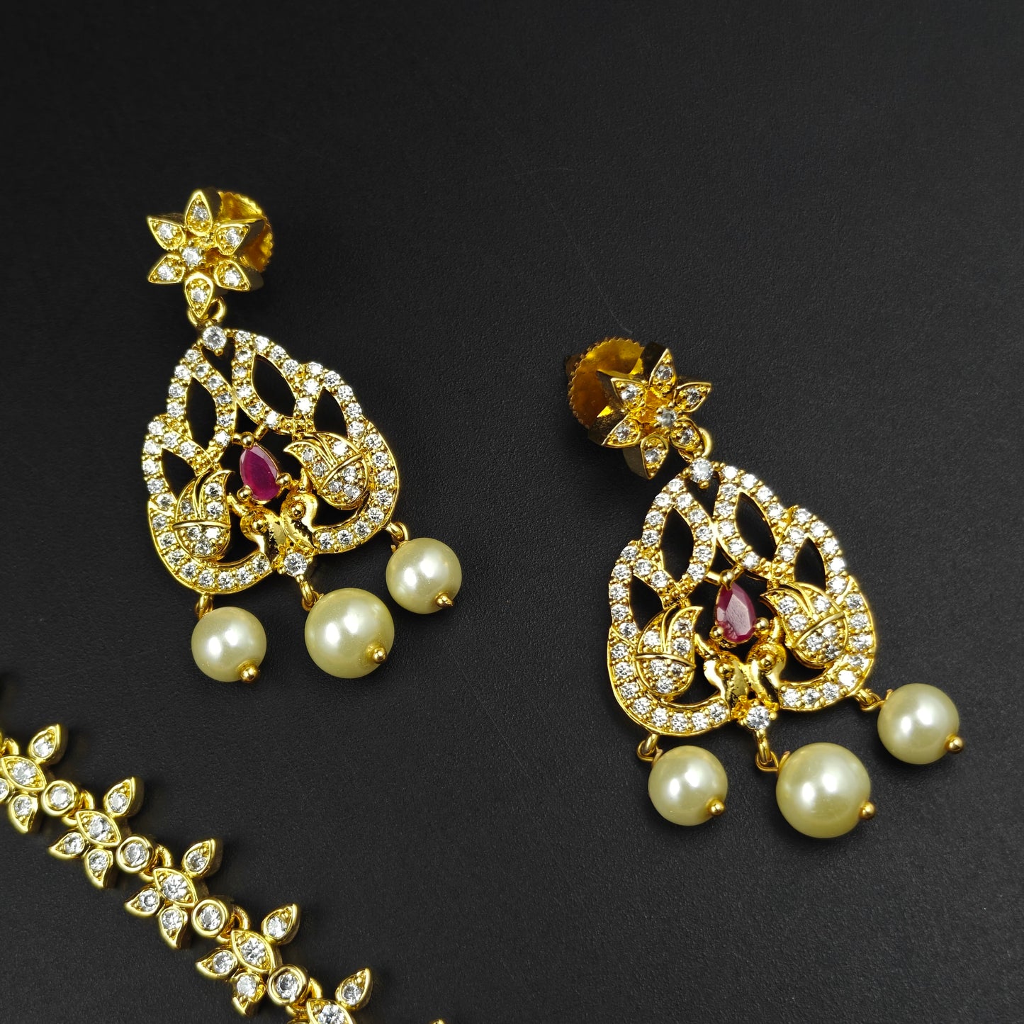 14507 CZ Peacock Short Multi Necklace Set