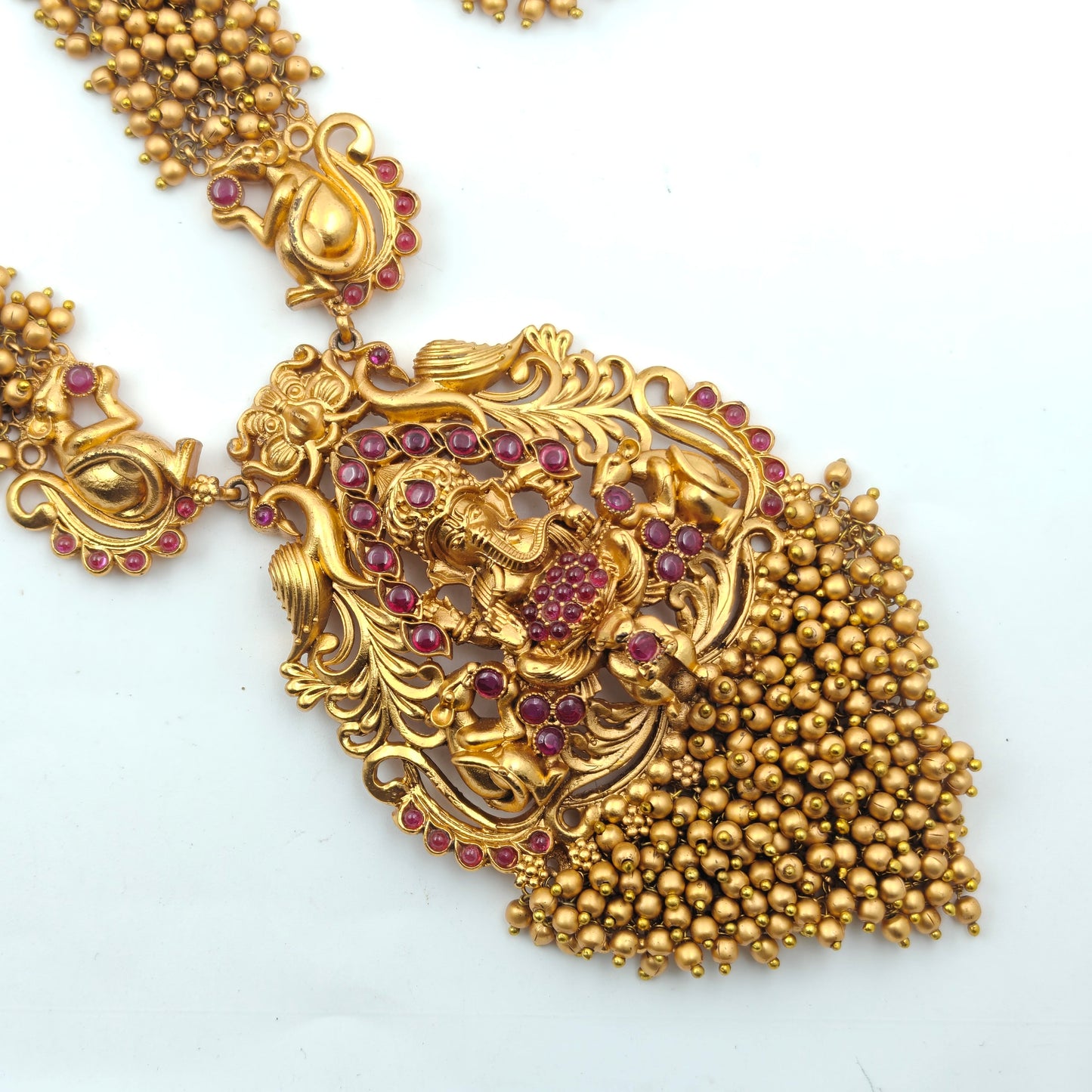 5913 Long Ganesh Nakshi Necklace Set