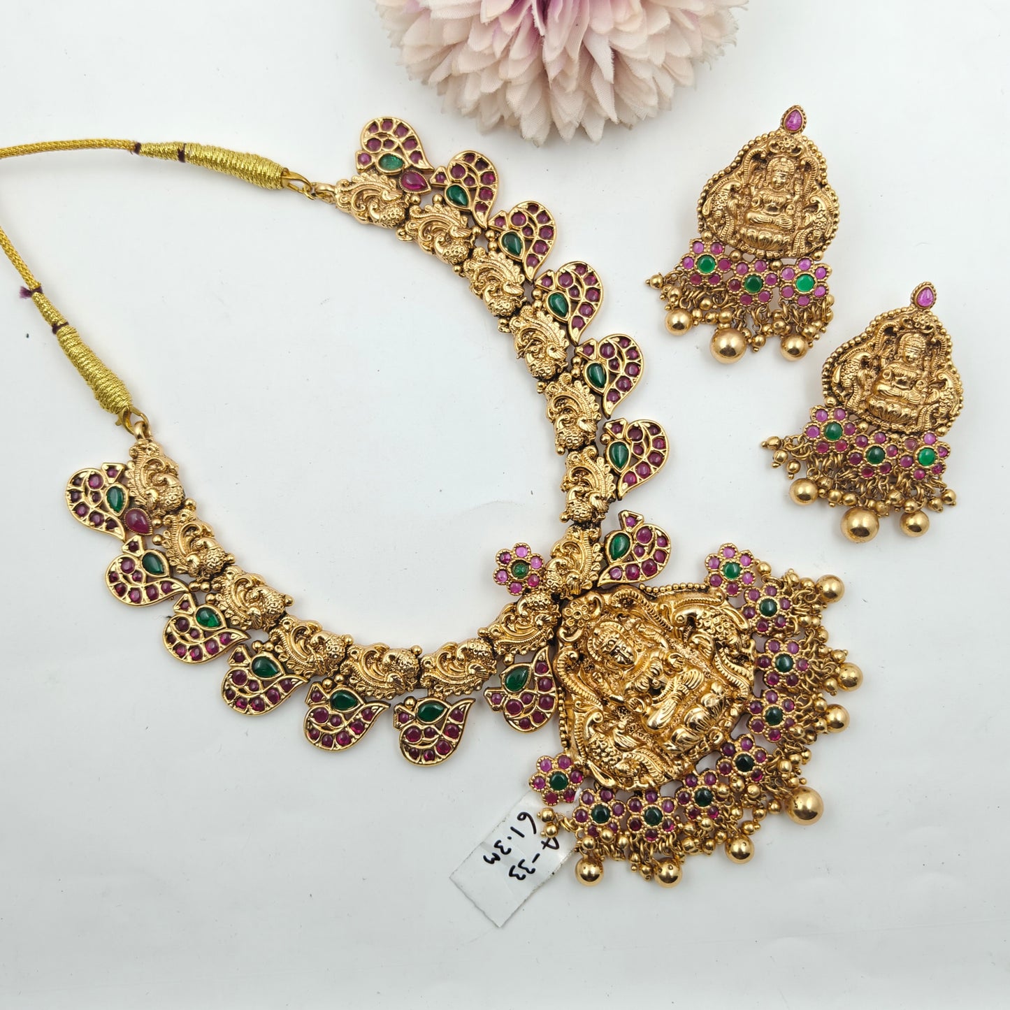 A33 Multi Colour Nakshi Laxmi Necklace Set
