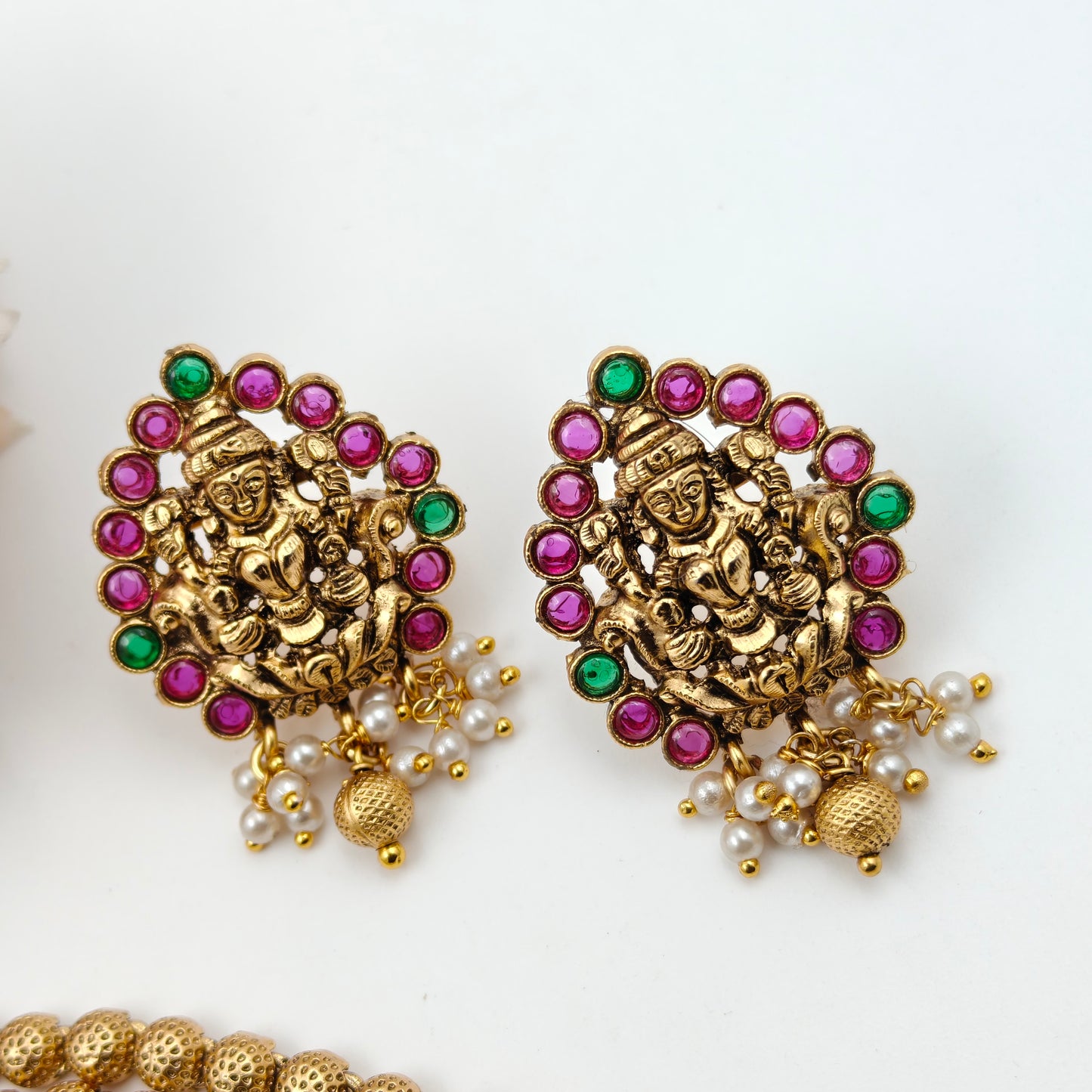 14674 Lakshmi double layer golden ball necklace