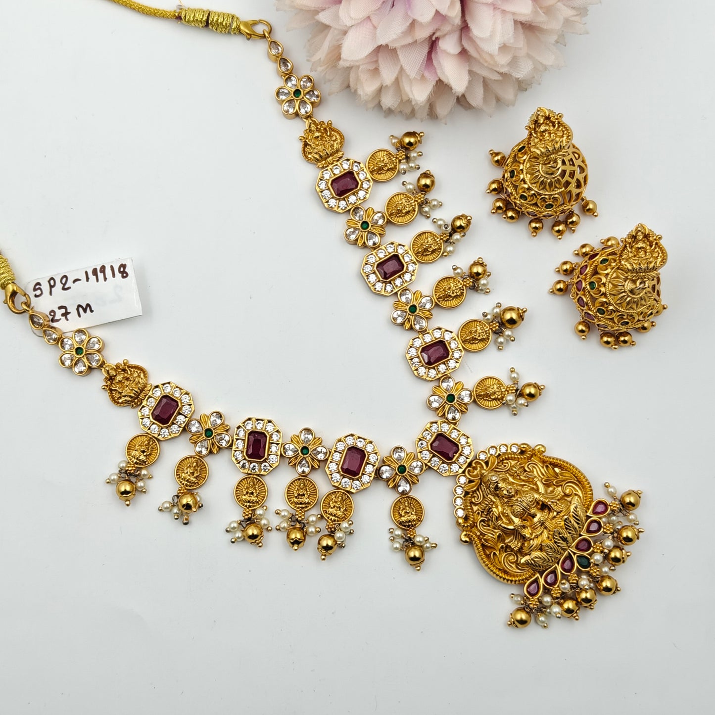 19918 Matte Laxmi Kasulmala Short Necklace