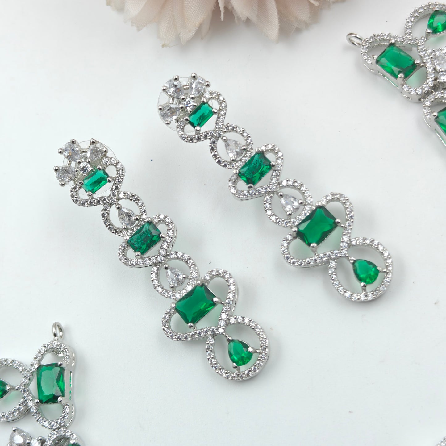 29490 Platinum Necklace Set Green