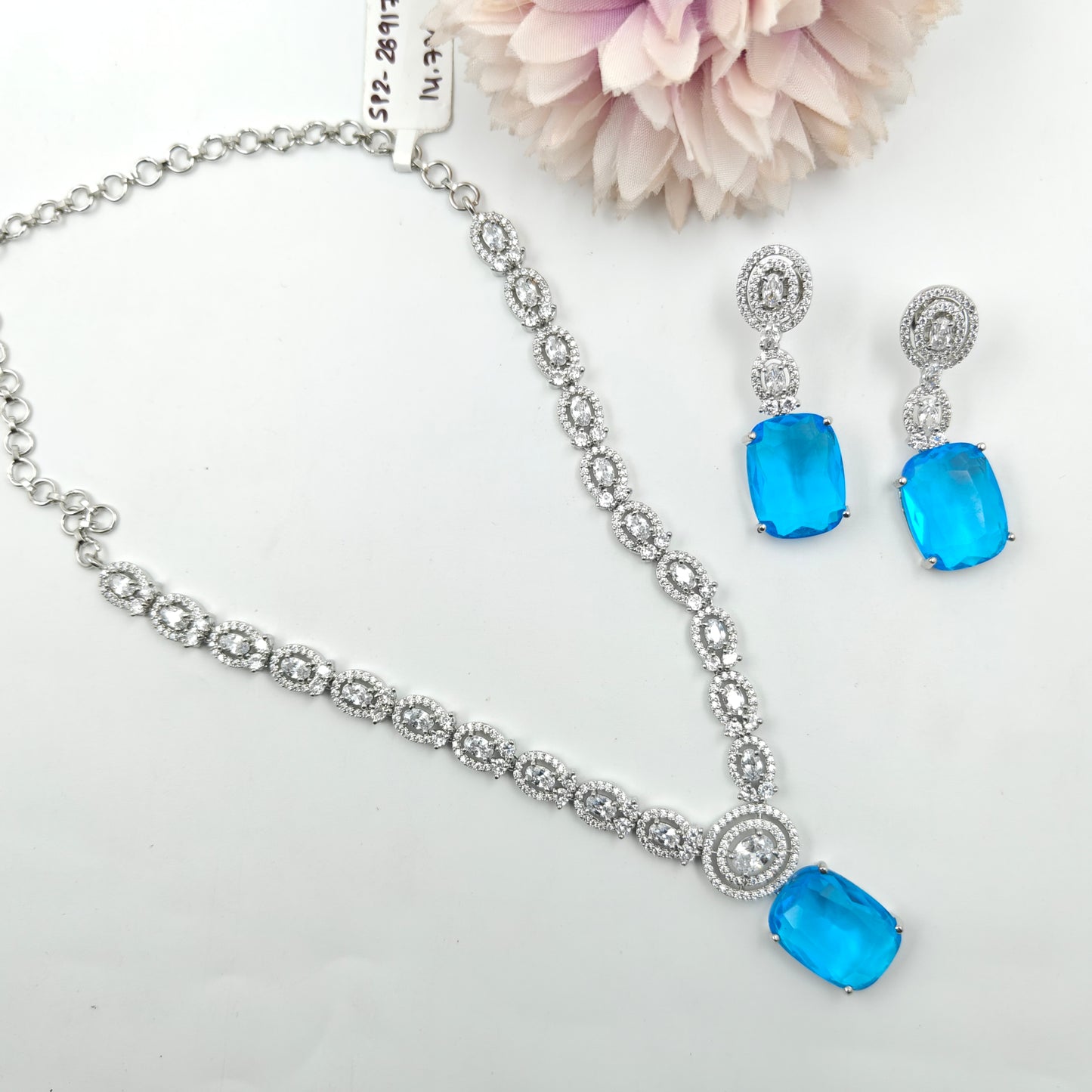 26917/26916 Platinum Necklace Sky Blue