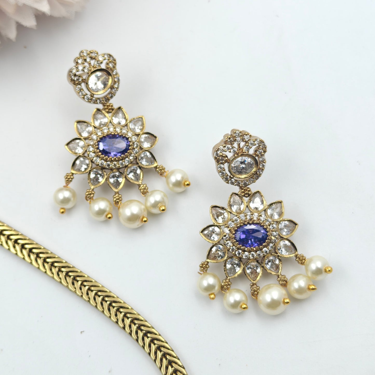 36386 Guttapusalu Short Necklace Set Purple