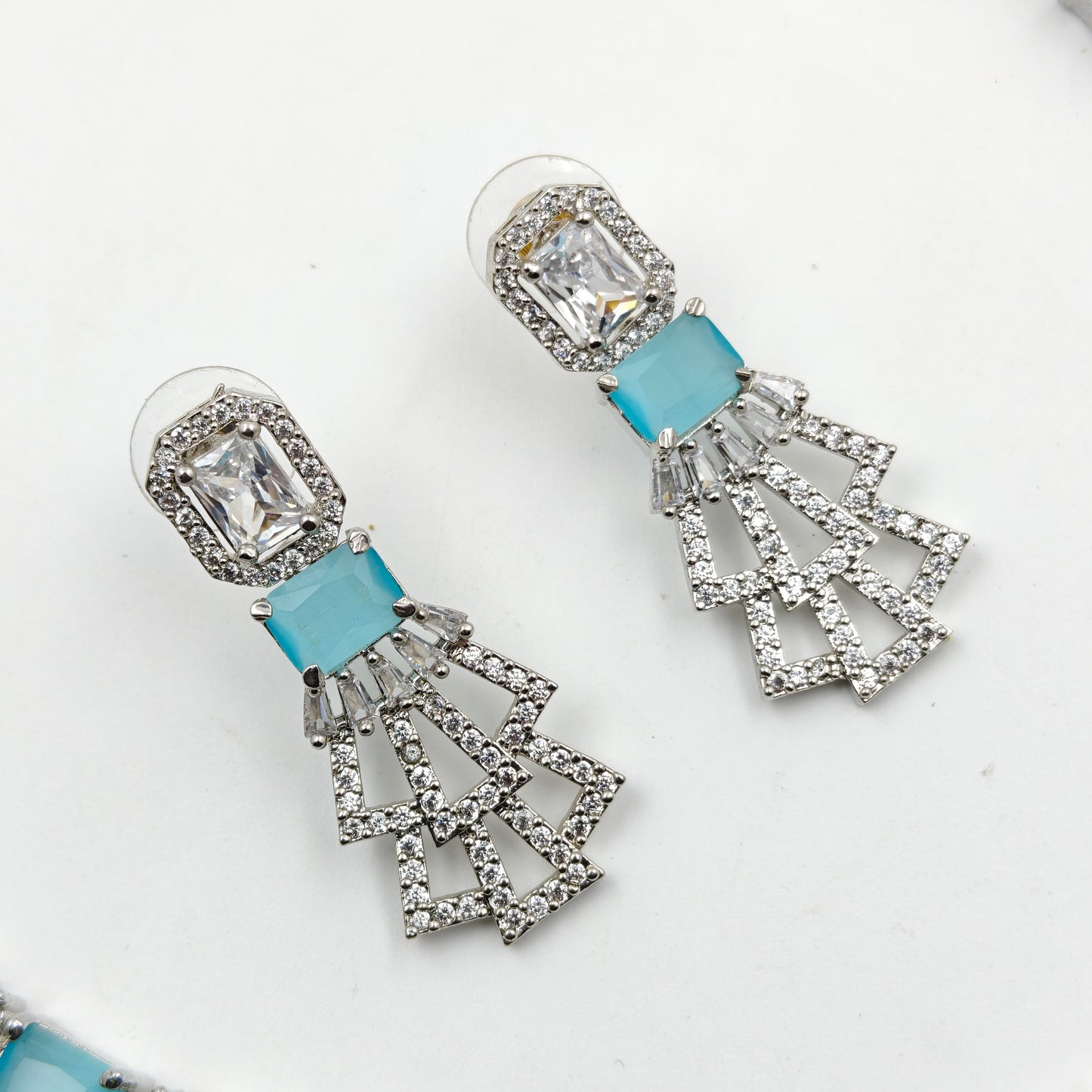 16157 1 Line Platinum Necklace Set Blue