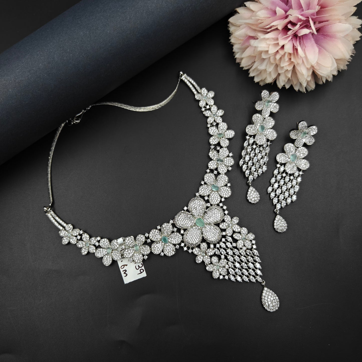 16139 Platinum CZ Short Set Green