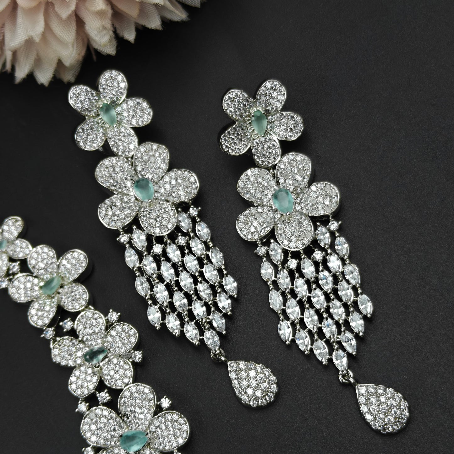 16139 Platinum CZ Short Set Green
