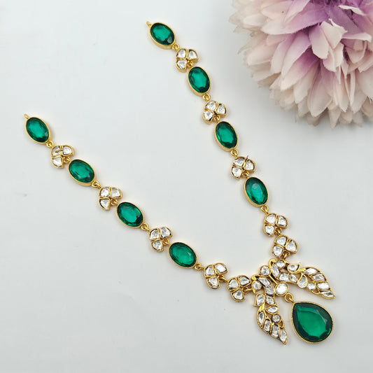 40774  Jadau Mossianite Green Necklace
