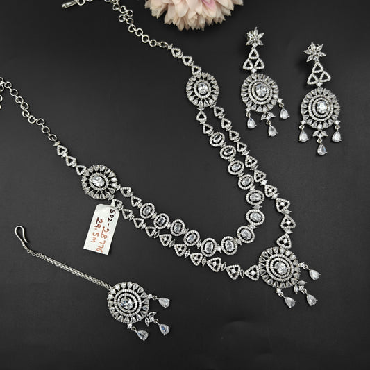 28776  Platinum Necklace Set White