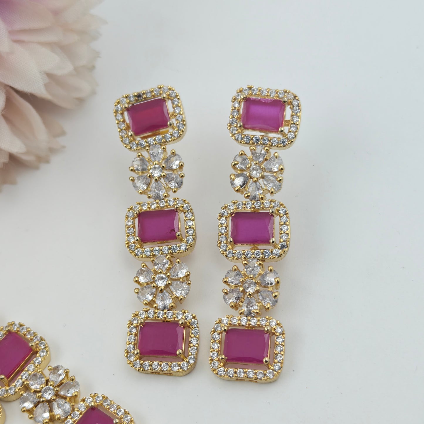 27579 3 layers ruby stones gold polishing necklace