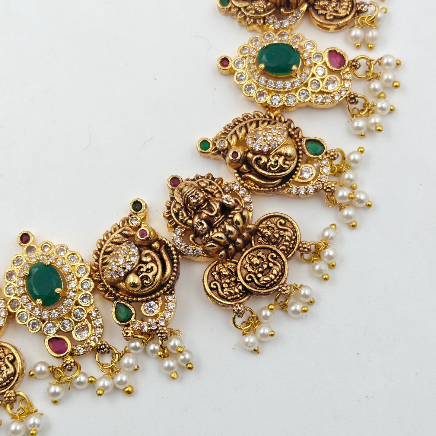 40754 Matte Multi Laxmi Peacock Short Necklace