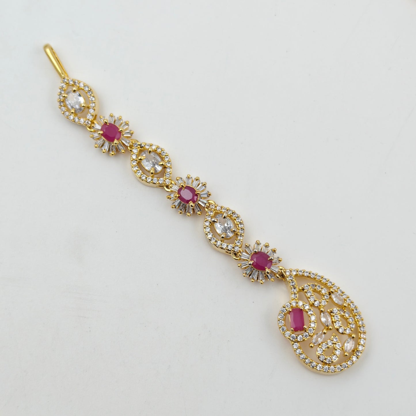 9113 5 Lines CZ Full White Long Necklace Set