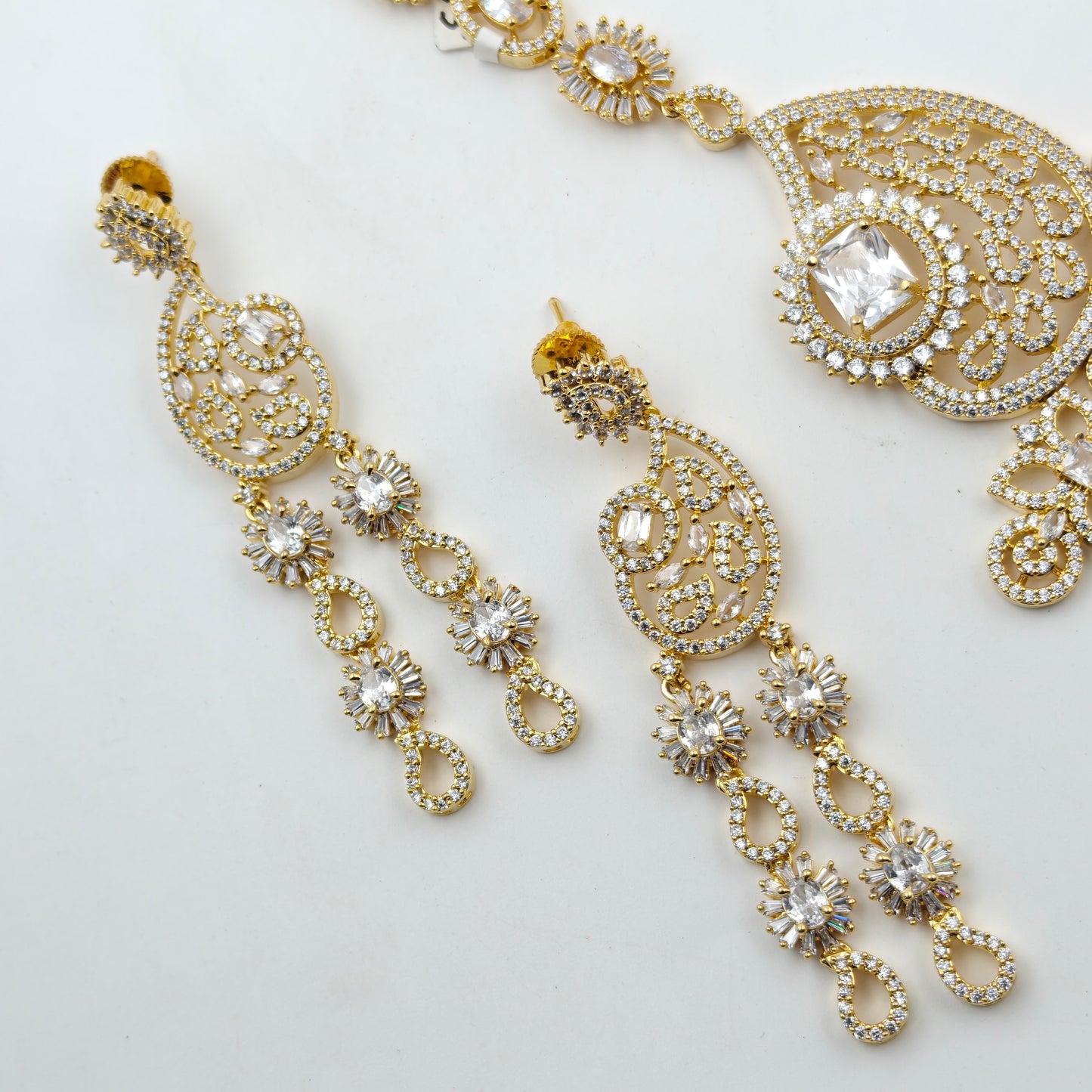 9112 CZ Long Necklace Set