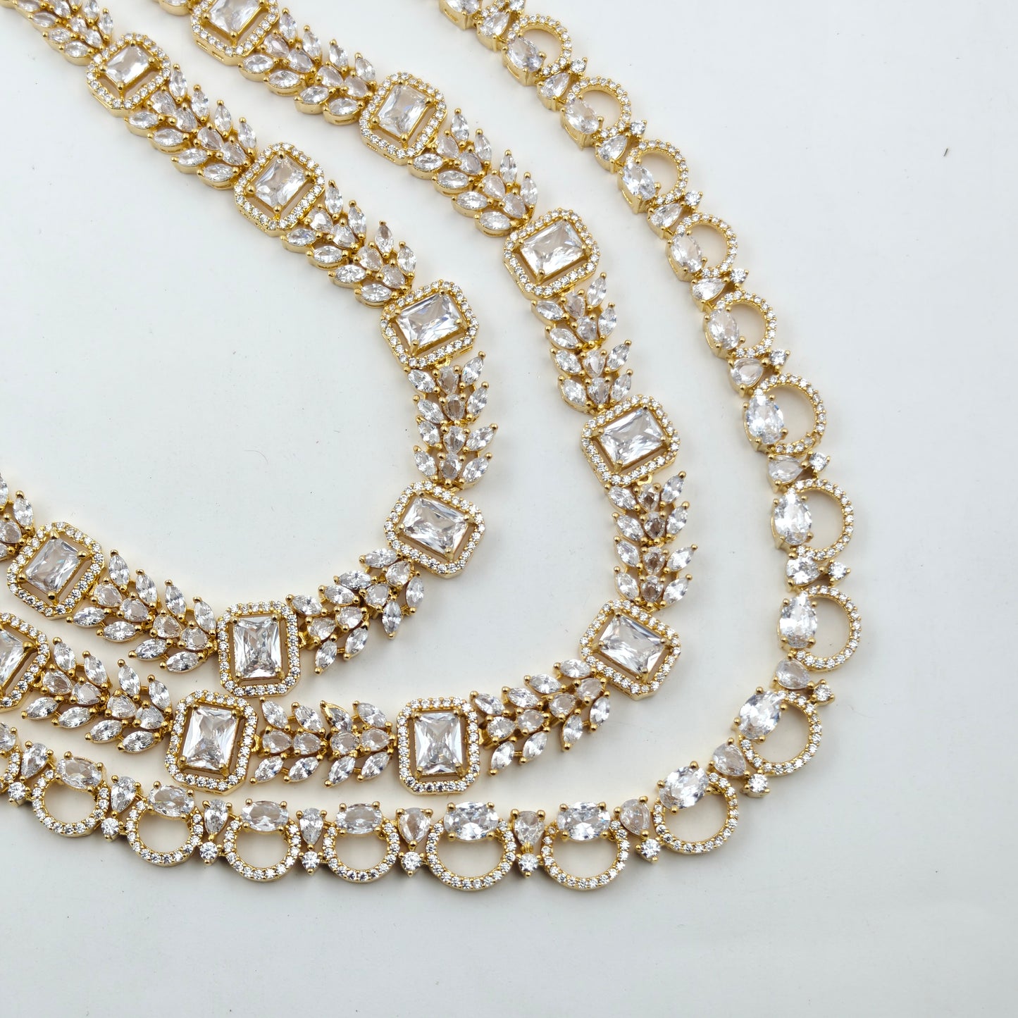 19220 3 Layer gold Polish bridal Necklace with heavy hangings