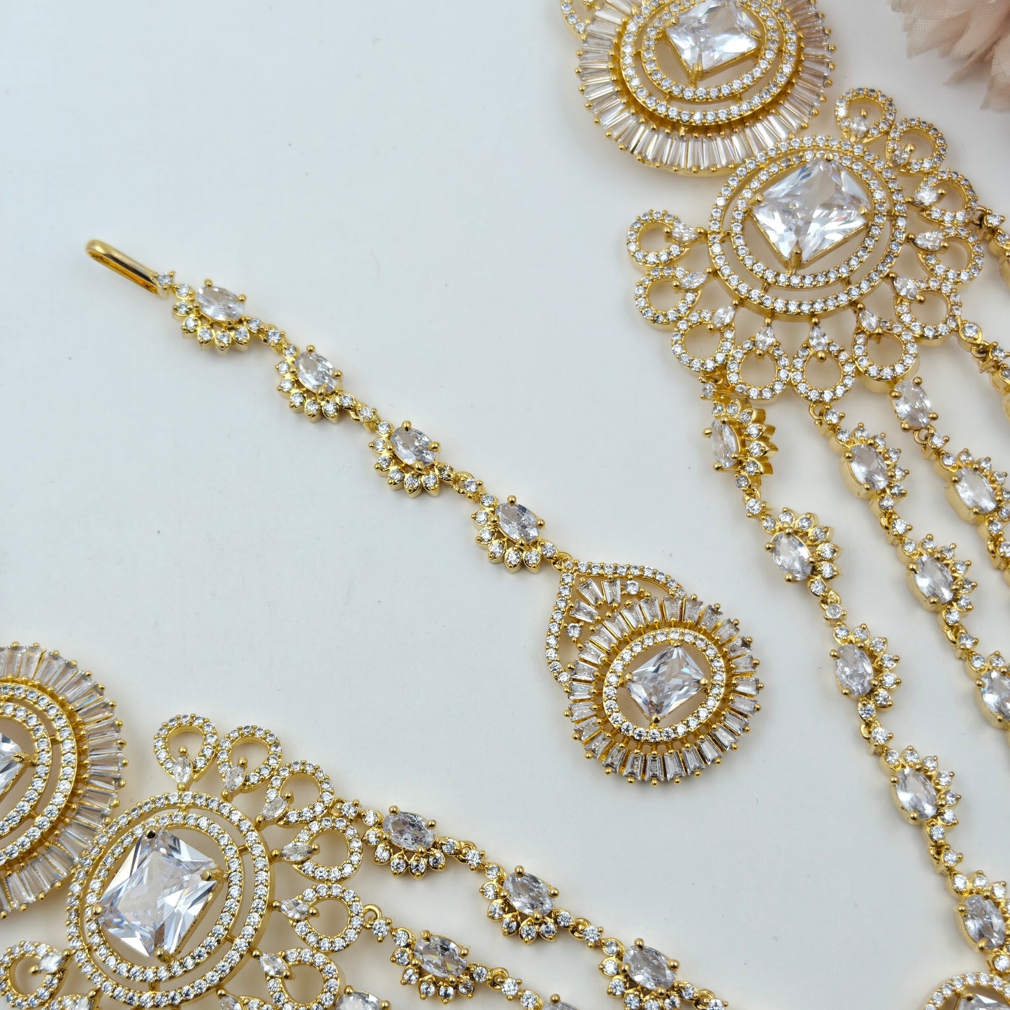 9085/15637 GP AD Stone 5 Lines Necklace Set