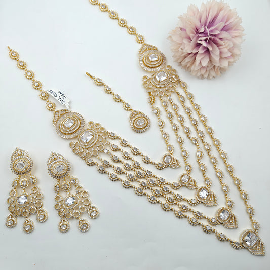 9085/15637 GP AD Stone 5 Lines Necklace Set