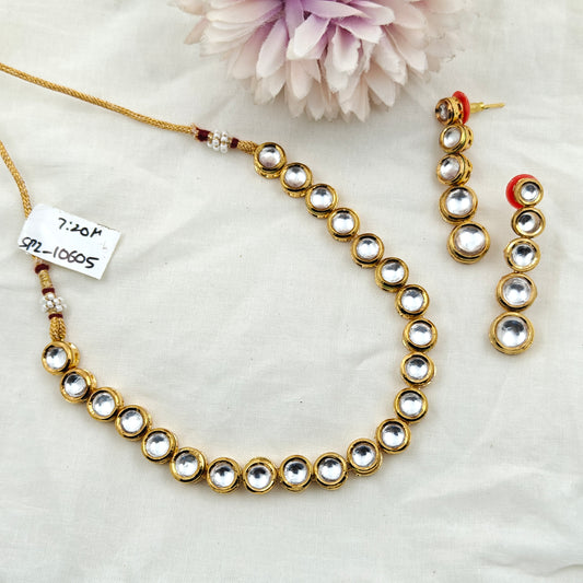 10605 Mennakari Kundan single line necklace