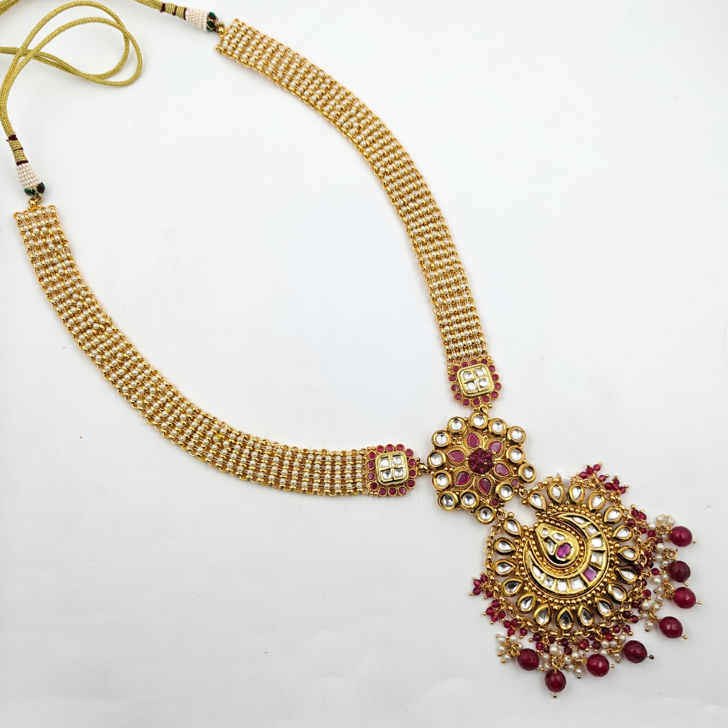 6266 Kundan Combo Necklace Set Red