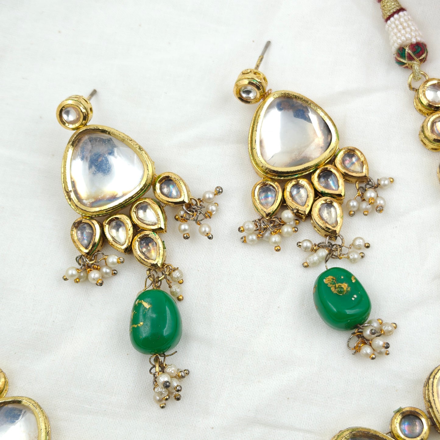 960 Kundan Necklace Set Green Beads