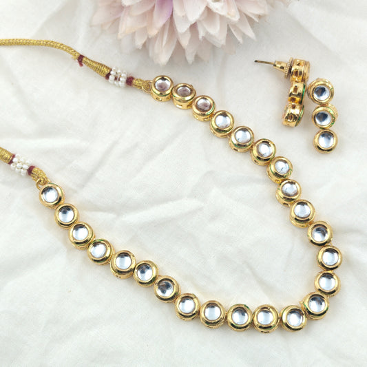 22533 Kundan Round 1 Line Necklace Set