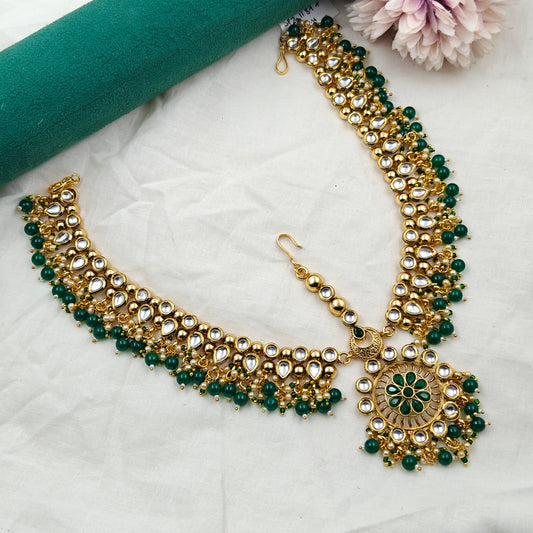 11877 Kundan Head Set Green