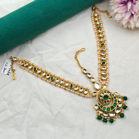 10548 MaangTika Matha Patti Kundan Hair Set