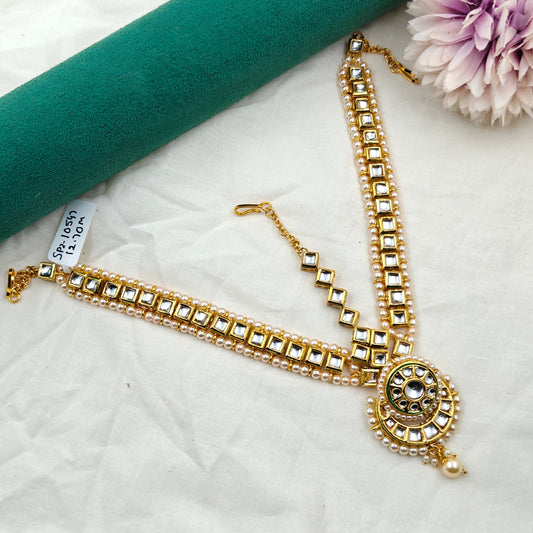 10547 MaangTikka Matha Patti Kundan Hair Set