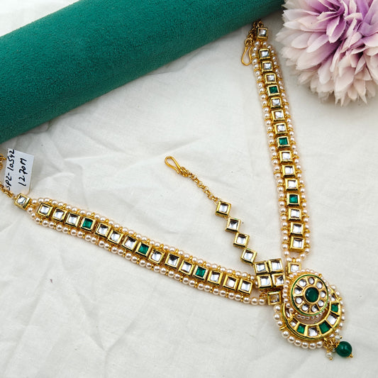 10542 MaangTika Matha Patti Kundan Head Set