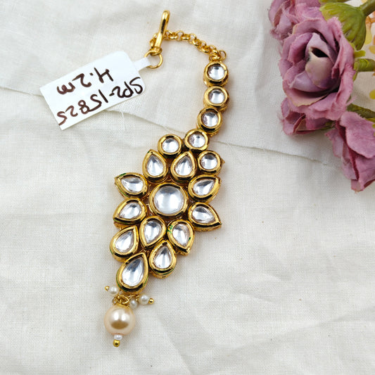 15825 Kundan MaangTikka White Drop