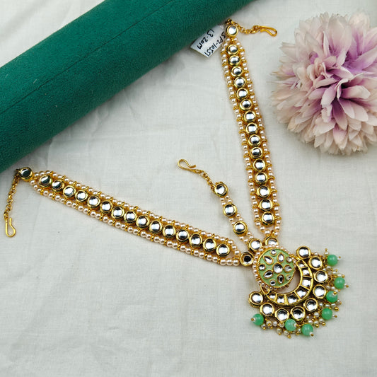 10551 MaangTikka Mathapatti Kundan Headset