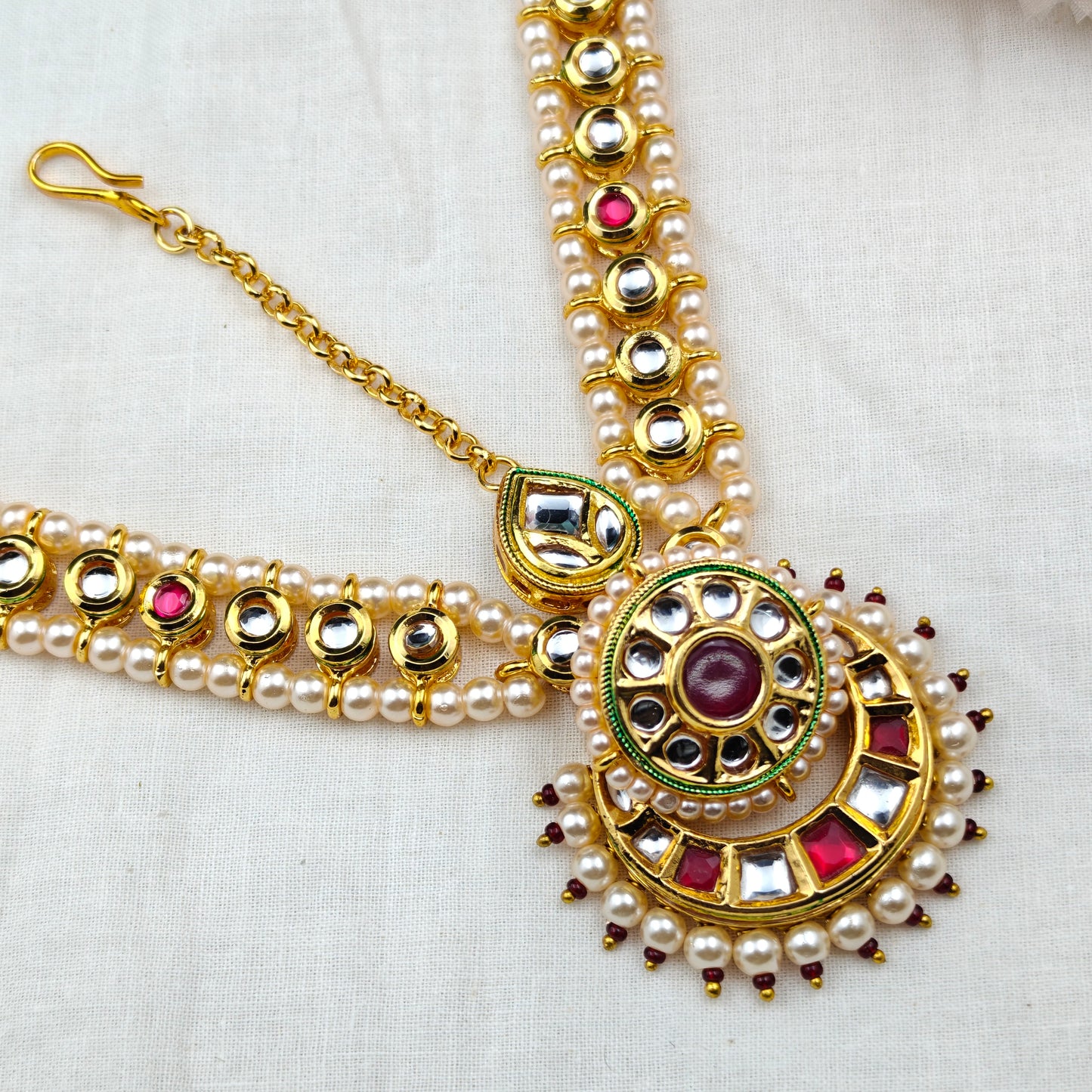 10541 MaangTikka Mathapatti Headset Kundan