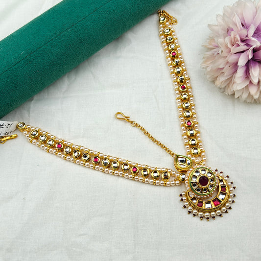 10541 MaangTikka Mathapatti Headset Kundan