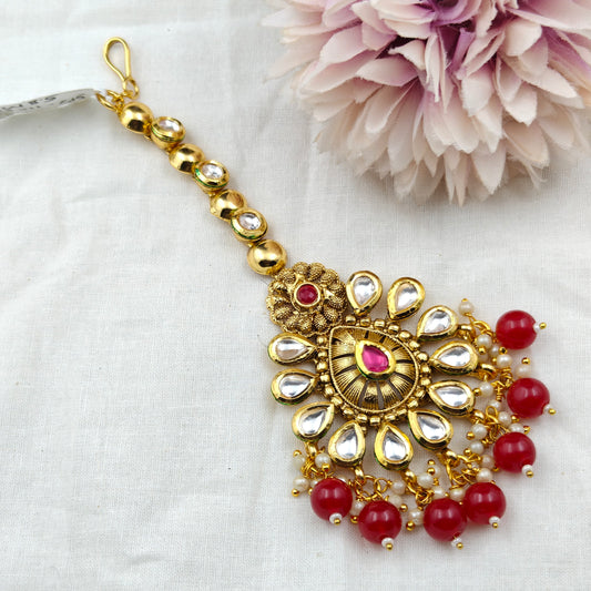 11887 / 11888 / 11889 Kundan MaangTikka Red