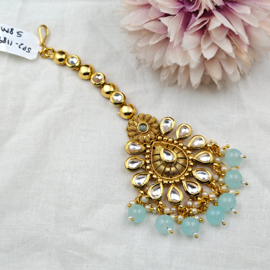 11895 Kundan MaangTikka Mint Green
