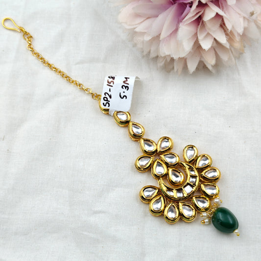 15853 / 15854 Kundan Chandbali MaangTika Green