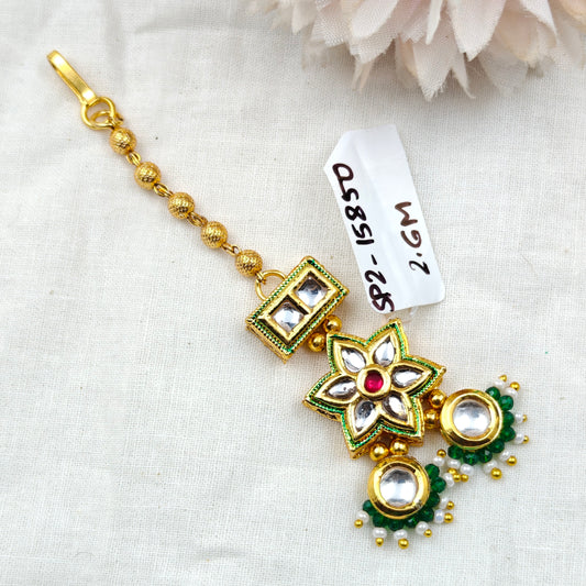 15850 / 15851 / 15852 Kundan Star MaangTika Green