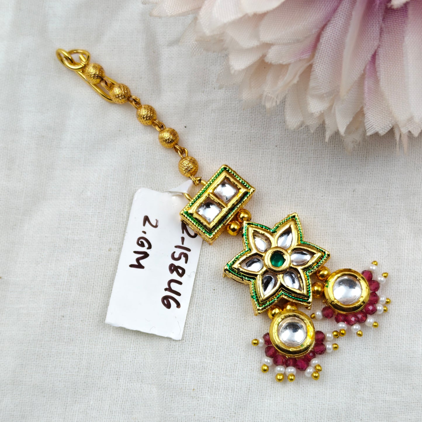 15846 / 15847 / 15848 / 15849 Kundan Star MaangTika Red