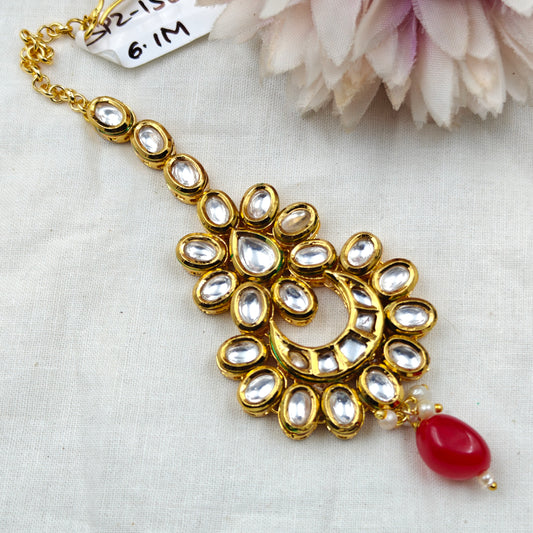 15834 / 15835 Kundan MaangTikka Chandbali Red