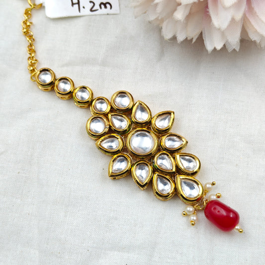 15823 Kundan MaangTikka Red Drop