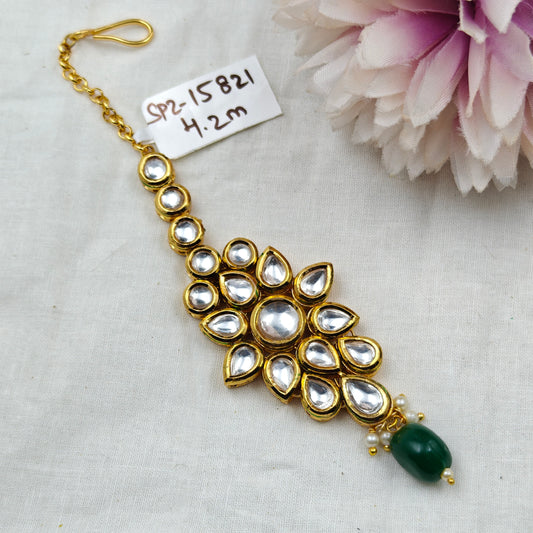 15821 / 15820 / 15822 Kundan MaangTikka Green Drop