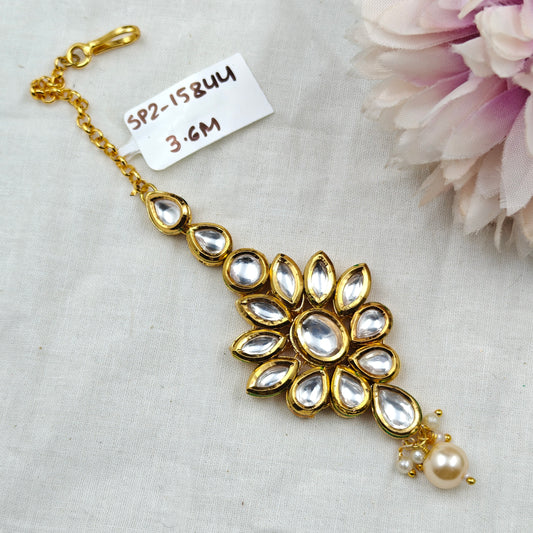 15844 Kundan Leaf MaangTika Pearl