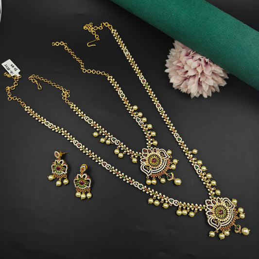 8545 Long Multi CZ Combo Necklace Set