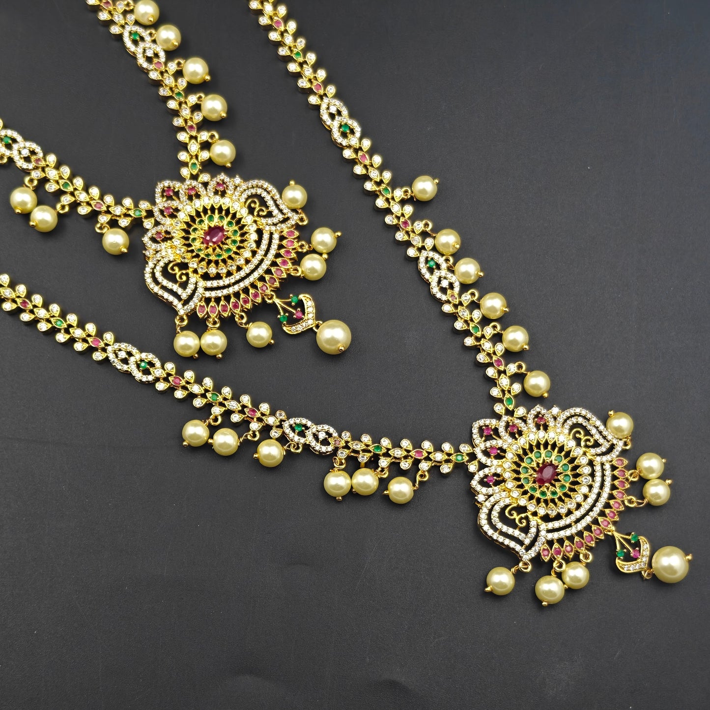 8545 Long Multi CZ Combo Necklace Set