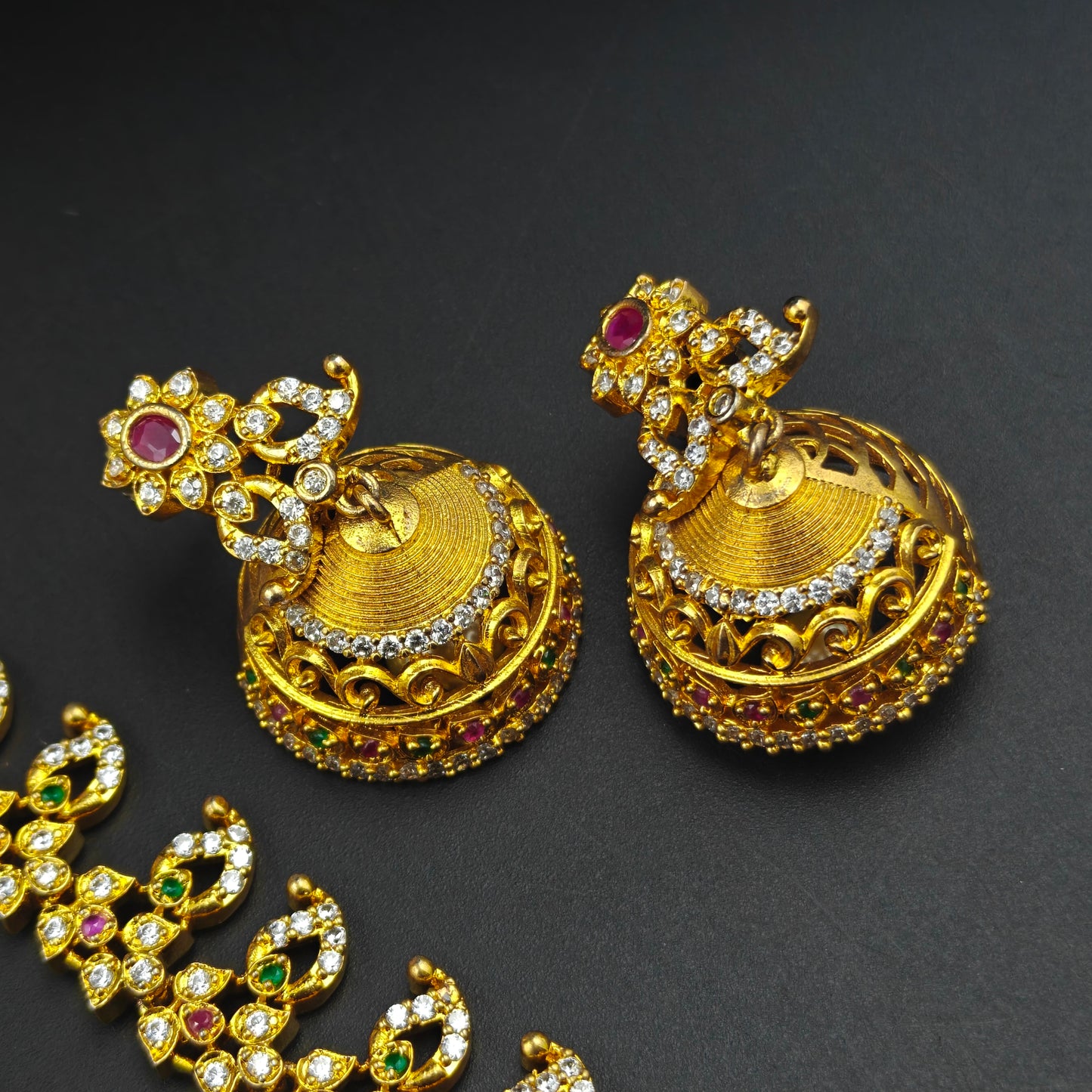 4183 CZ Peacock Combo Multi Necklace Set