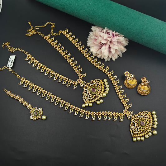 4183 CZ Peacock Combo Multi Necklace Set