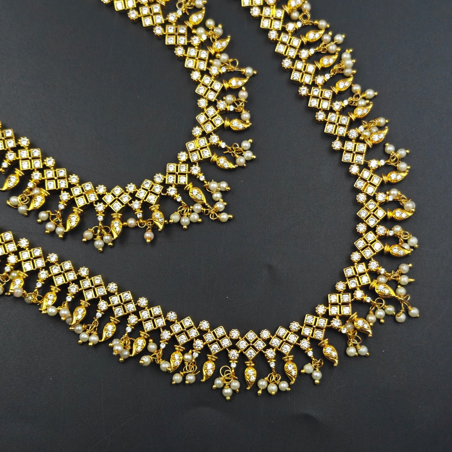 14571 GP Full White Combo Necklace Set Without Pendent