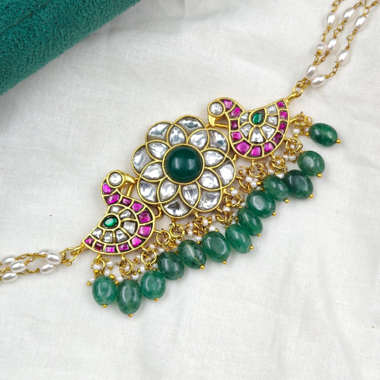 40805 Jadau Rice Pearls Choker