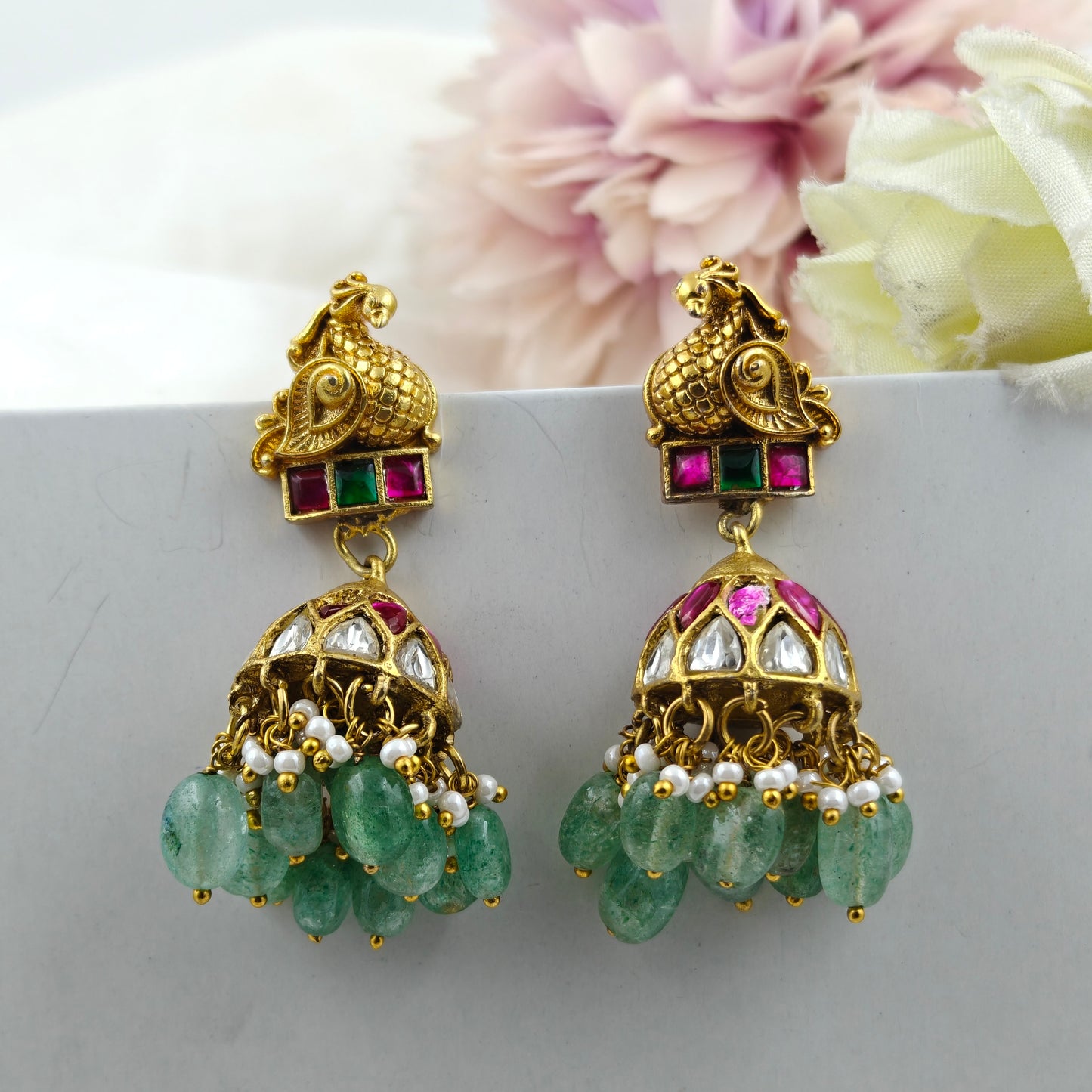 39392  Jadau peacock jhumki