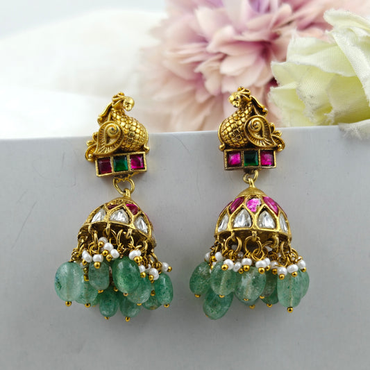 39392  Jadau peacock jhumki